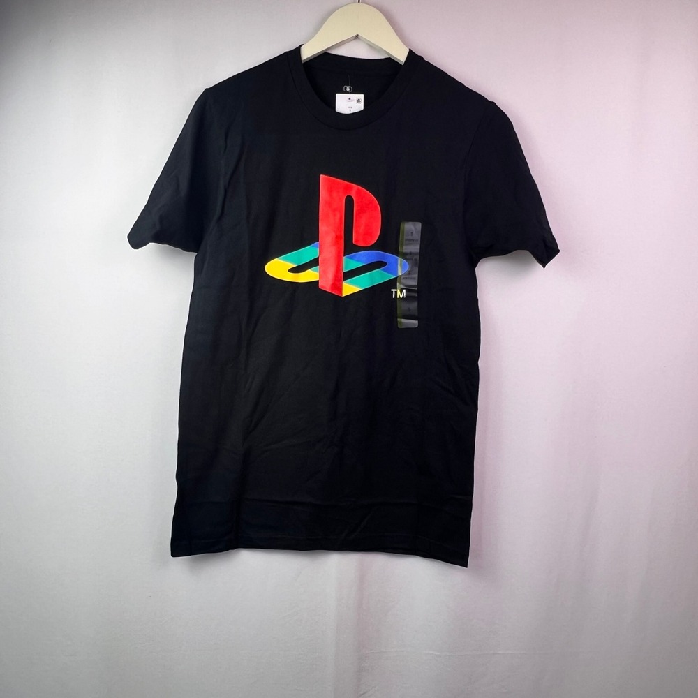 PlayStation Ripple Junction Mens Small Black Graphic T-Shirt Athletic Fit NEW